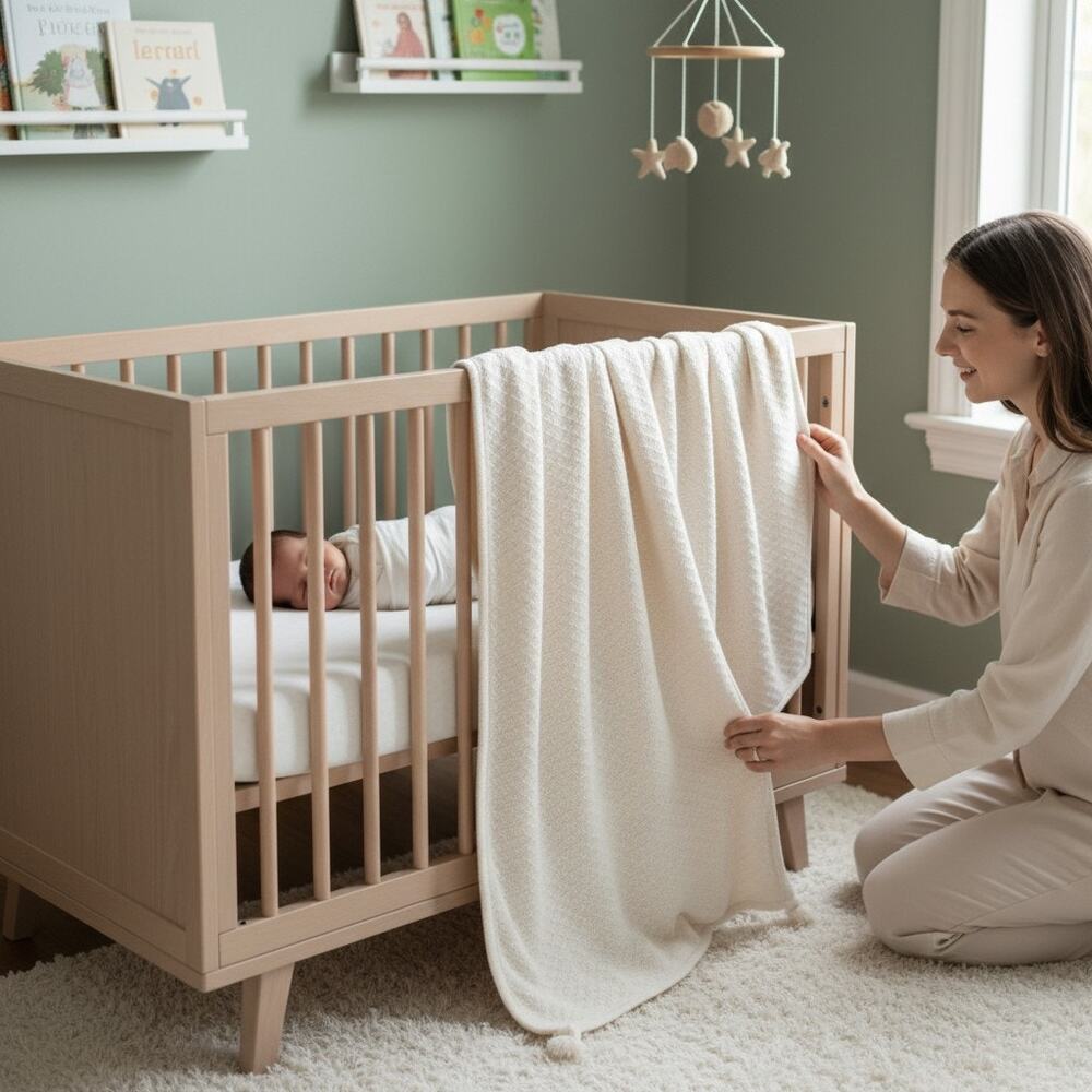 Pottery Barn Baby Cream Shepra Lined Blanket 30 x 40
